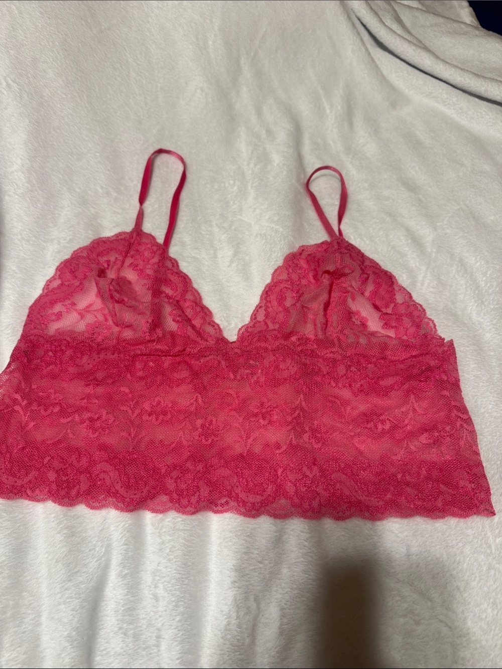 PINK Victoria's Secret Hot Pink Lace Bandeau Bralette